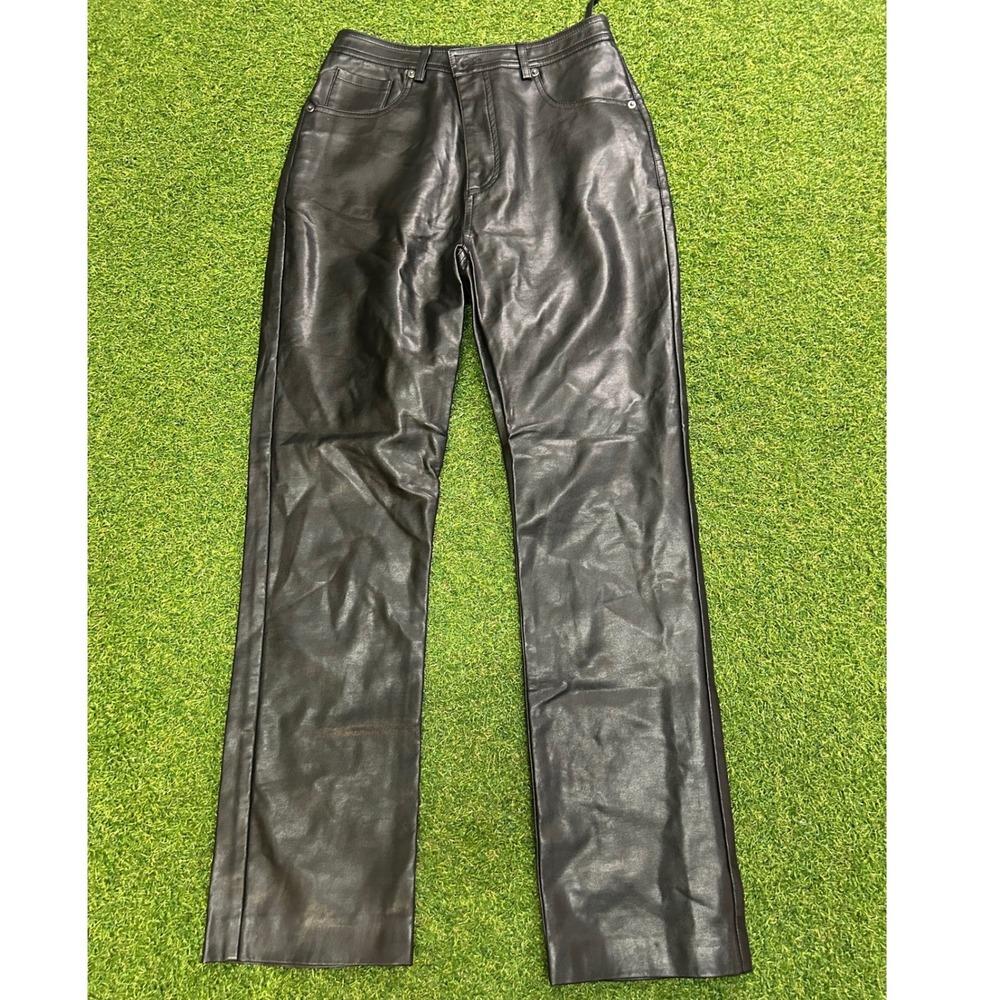 Steve Madden Black Faux Leather High Waisted Straight Leg Pants Womens 28